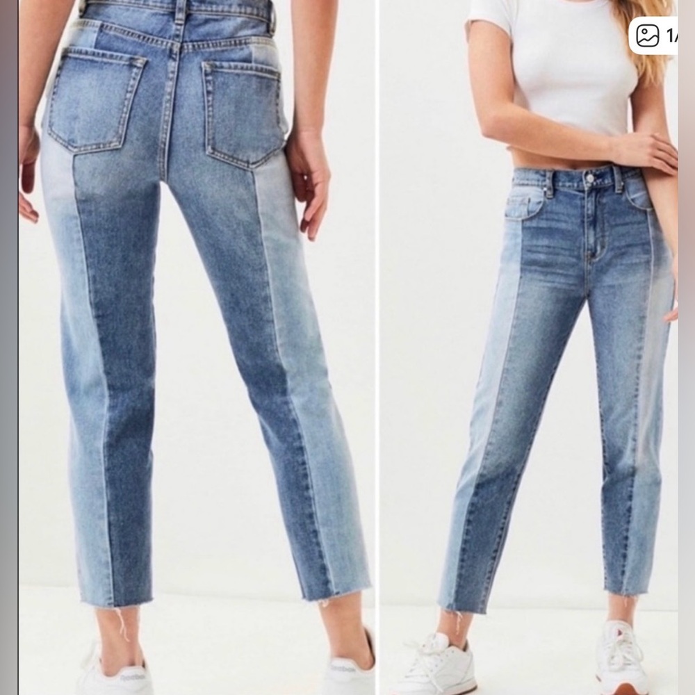PacSun Two-Tone Light and Medium Blue Straight Leg Jeans